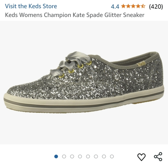 Keds Women's Champion Kate Spade Glitter Sneaker - Silver Size 7, Like New - Picture 1 of 8